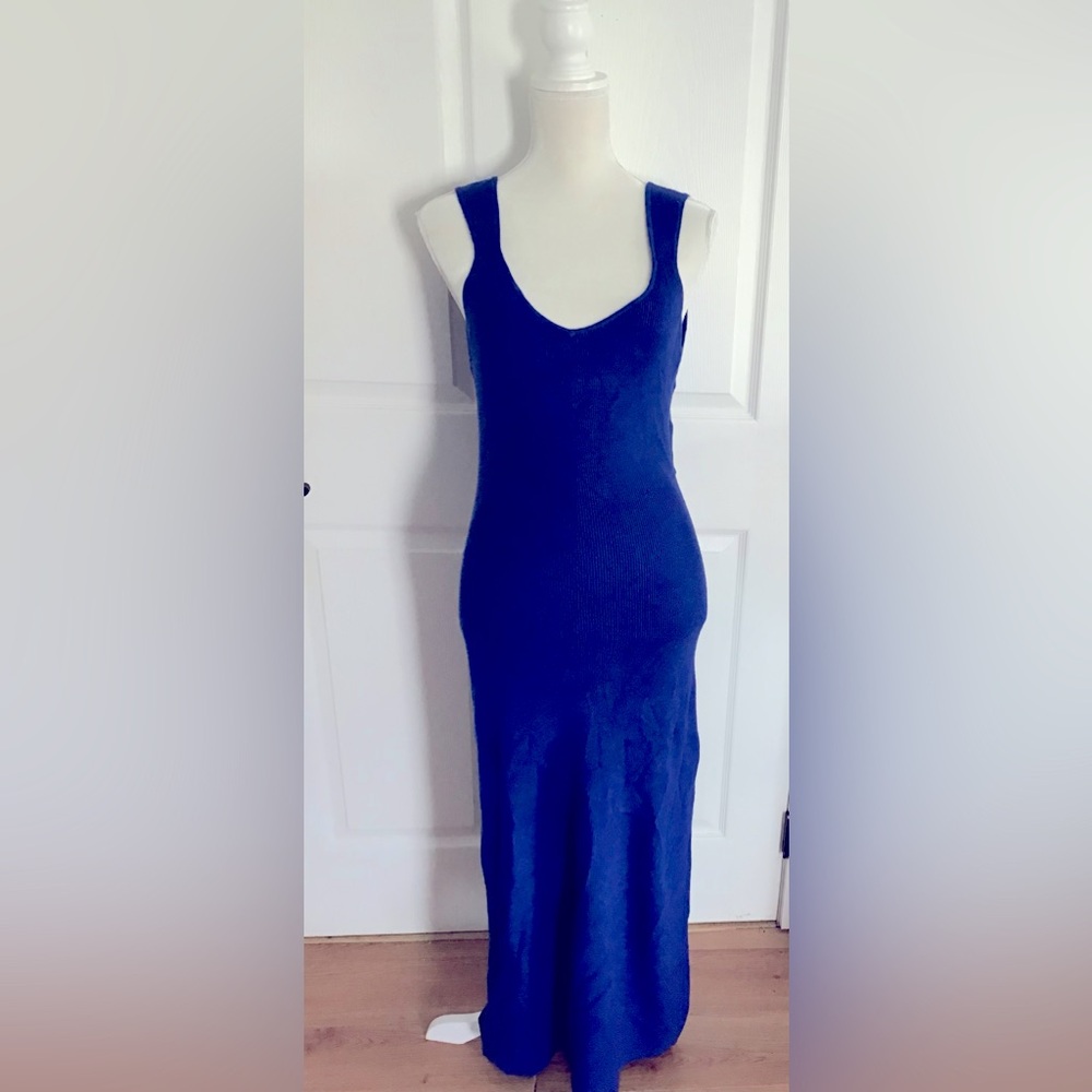 Freshman 1996 Elegant Long Sleeveless Cami Knit Dress Blue Size XL New